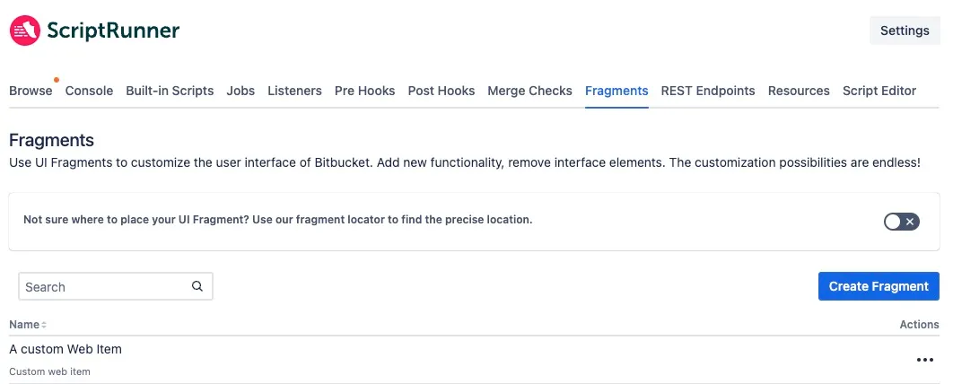 Fragment Locator tool highlighting available locations on the screen