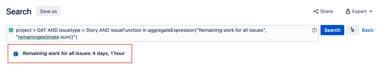 Aggregated remaining work search results