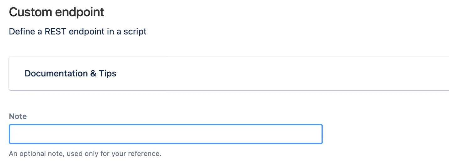 Screenshot of custom endpoint page.