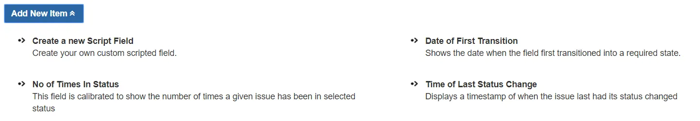 List of built-in scripted fields with one field selected