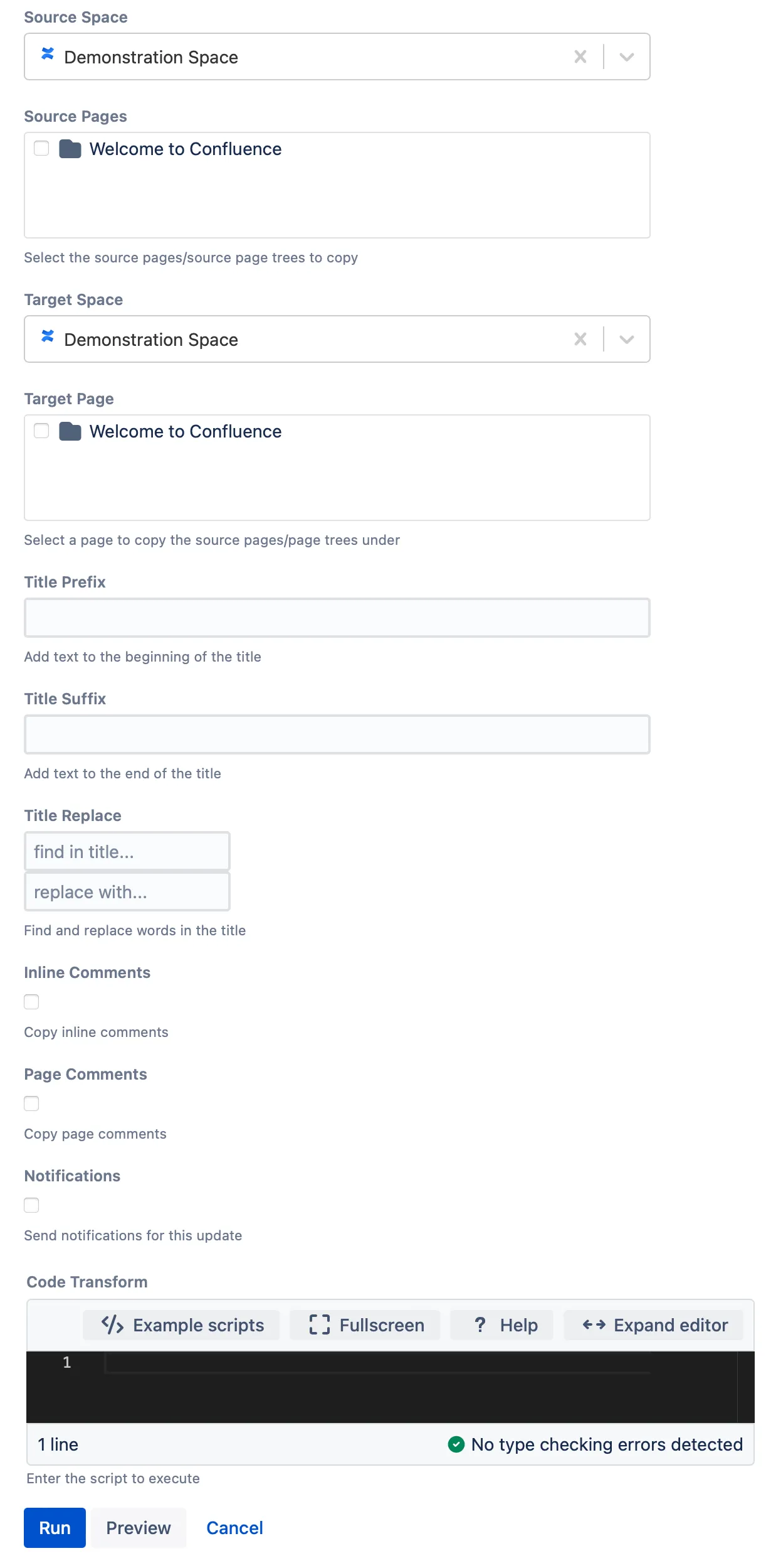 A Copy Pages script with the above configuration details.