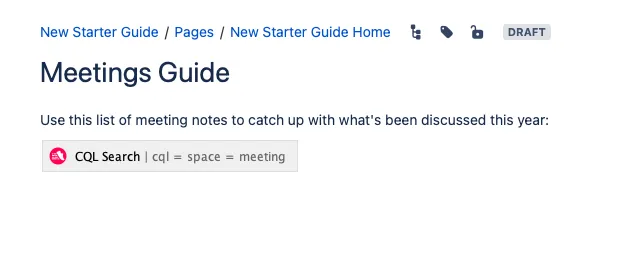 The module on the Confluence page in edit mode.