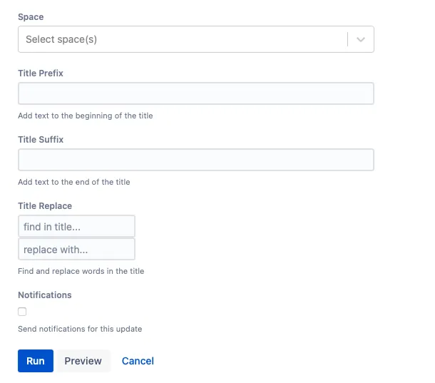 An example Rename Pages script form.