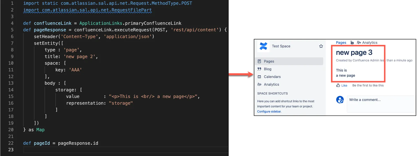 The HAPI script result, which is a new page with an attachment.