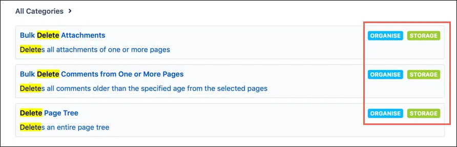 The image highlights where categories are displayed in Browse search results, which is the right side of the screen.