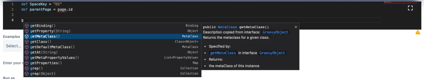 Code editor showing the Javadoc pop-up.