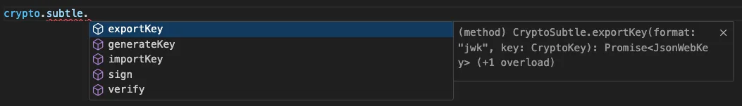 The crypto.subtle attribute shown accessed outside the node folder.