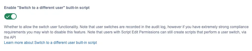 Switch to a Different User toggle.