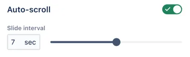 Interactive Banner settings panel showing auto-scroll options and slide speed controls.