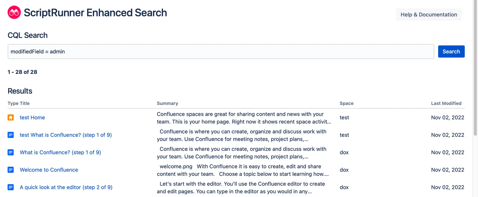 The Custom Search Fields page.