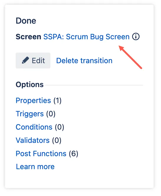 Image example of a screen attached to a transition