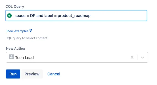 A script form filled out with example content.