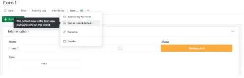 Item card settings pop-up with the option to set Item Card as the default view for faster subitem editing