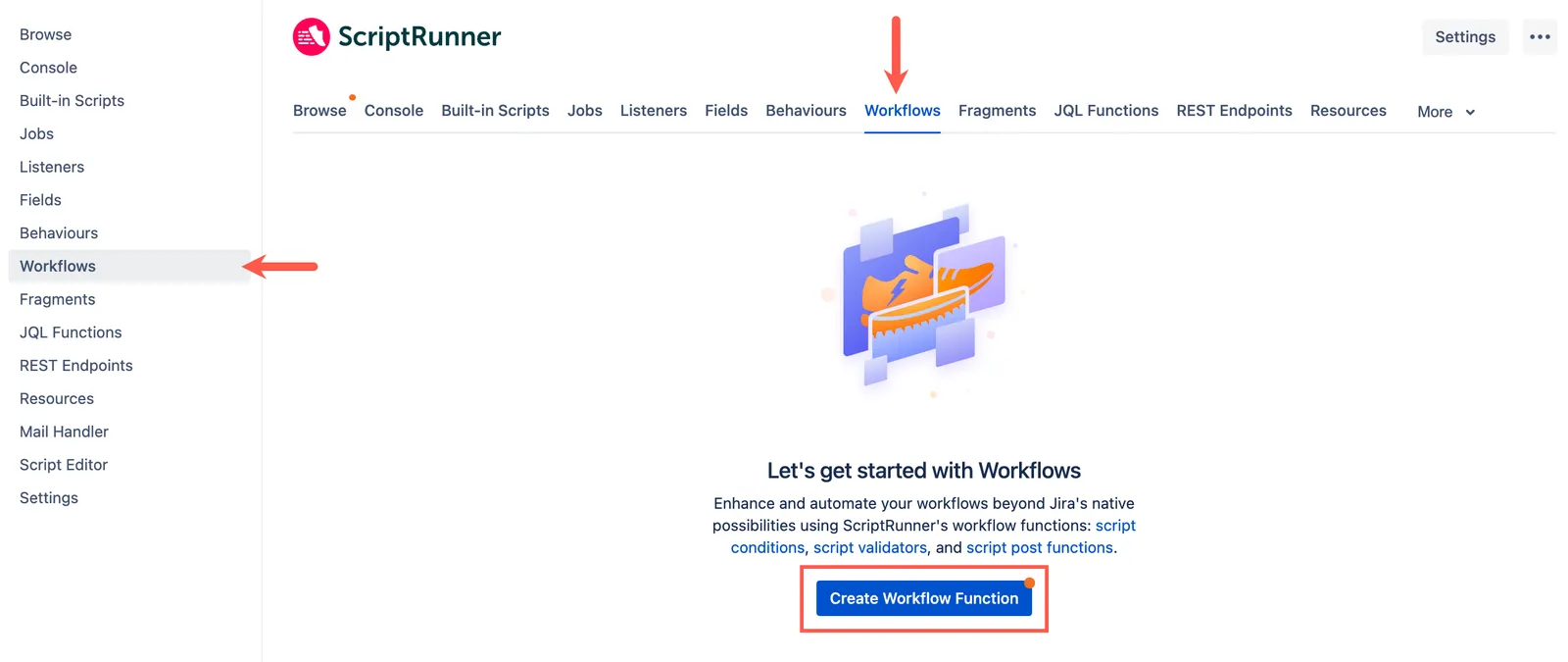 Image of Workflows screen