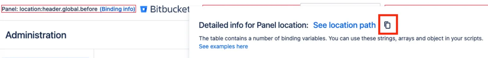 Location path header with copy button next to See location path
