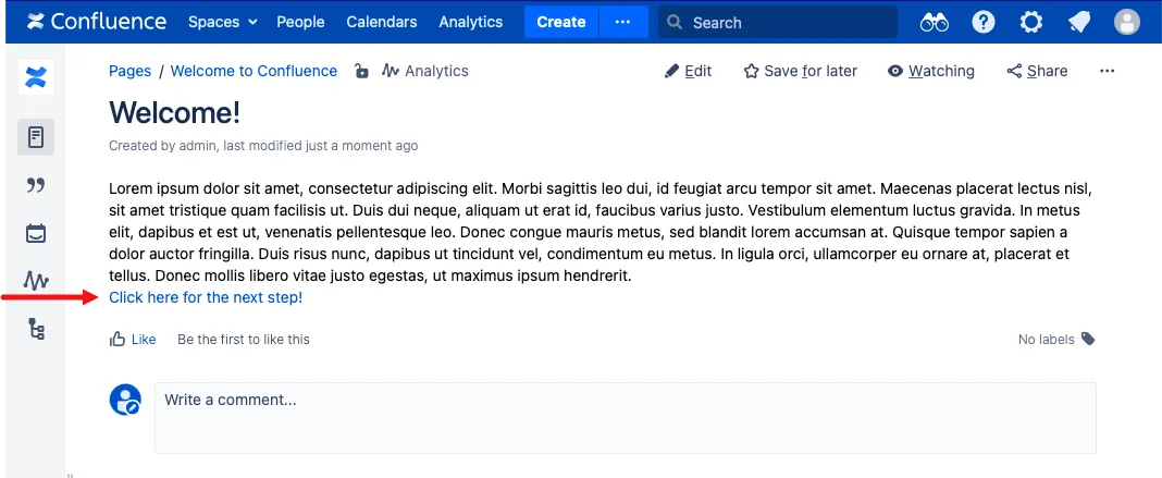 The example link rendered on a saved page.