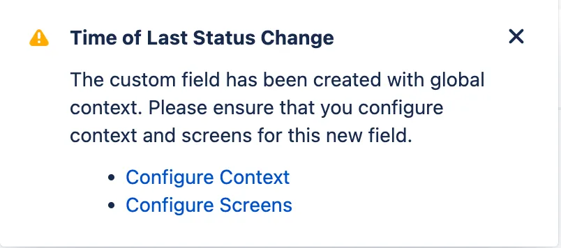 Image showing the configure context and screens pop-up